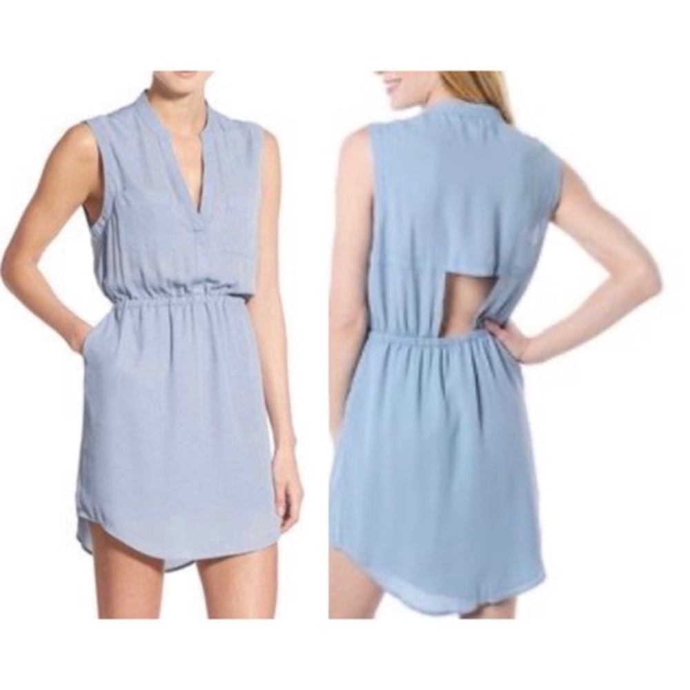 Cupcakes & Cashmere Keyhole Back Blue Sleeveless Mini Dress with pockets XS